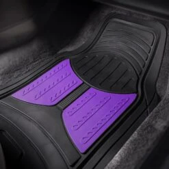 Trimmable Heavy Duty Non-Slip Rubber Floor Mats - Full Set Purple(Trimmable Heavy Duty Non Slip Rubber Floor Mats Full Set Purple) -FH Group F11513purple Passenger e1567182962689