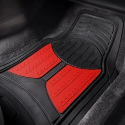 Trimmable Heavy Duty Non-Slip Rubber Floor Mats - Full Set Red(Trimmable Heavy Duty Non Slip Rubber Floor Mats Full Set Red) -FH Group F11513red Passenger e1567183051449