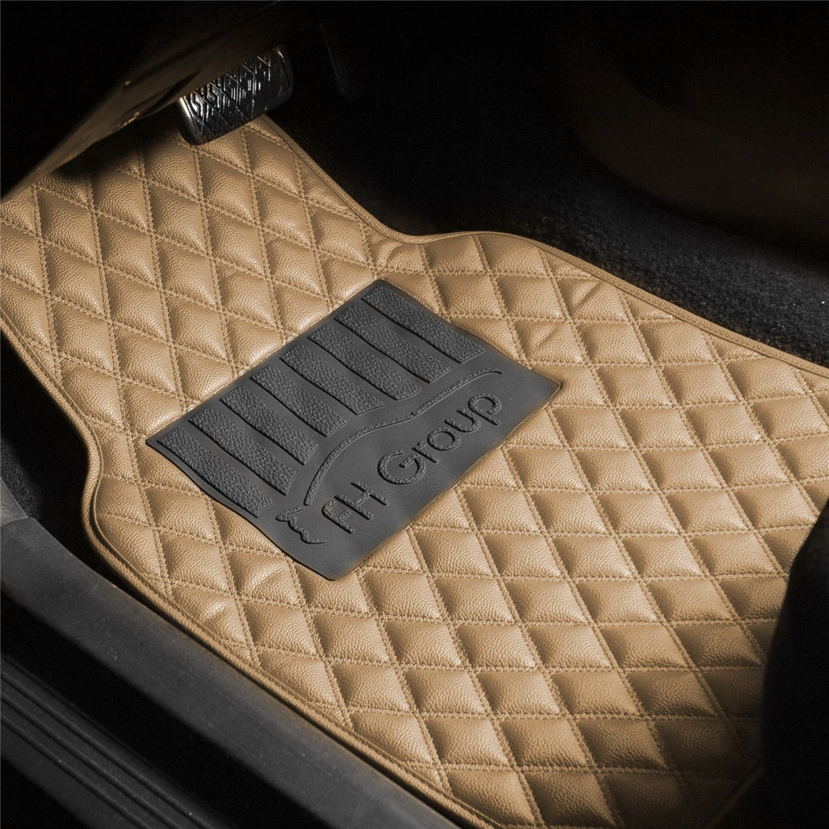 Luxury Universal Liners Heavy Duty Faux Leather Non-Slip Floor Mats Diamond Design - Full Set Beige(Luxury Universal Liners Heavy Duty Faux Leather Non Slip Floor Mats Diamond Design Full Set Beige) 6 Luxury Universal Liners Heavy Duty Faux Leather Non-Slip Floor Mats Diamond Design - Full Set Beige(Luxury Universal Liners Heavy Duty Faux Leather Non Slip Floor Mats Diamond Design Full Set Beige) - Image 6