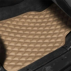 Luxury Universal Liners Heavy Duty Faux Leather Non-Slip Floor Mats Diamond Design - Full Set Beige(Luxury Universal Liners Heavy Duty Faux Leather Non Slip Floor Mats Diamond Design Full Set Beige) 14 Luxury Universal Liners Heavy Duty Faux Leather Non-Slip Floor Mats Diamond Design - Full Set Beige(Luxury Universal Liners Heavy Duty Faux Leather Non Slip Floor Mats Diamond Design Full Set Beige) -FH Group F12002 BeigePassenger 1