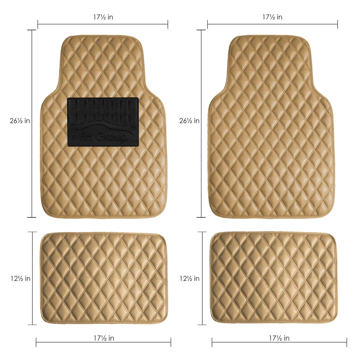 Luxury Universal Liners Heavy Duty Faux Leather Non-Slip Floor Mats Diamond Design - Full Set Beige(Luxury Universal Liners Heavy Duty Faux Leather Non Slip Floor Mats Diamond Design Full Set Beige) 3 Luxury Universal Liners Heavy Duty Faux Leather Non-Slip Floor Mats Diamond Design - Full Set Beige(Luxury Universal Liners Heavy Duty Faux Leather Non Slip Floor Mats Diamond Design Full Set Beige) - Image 3