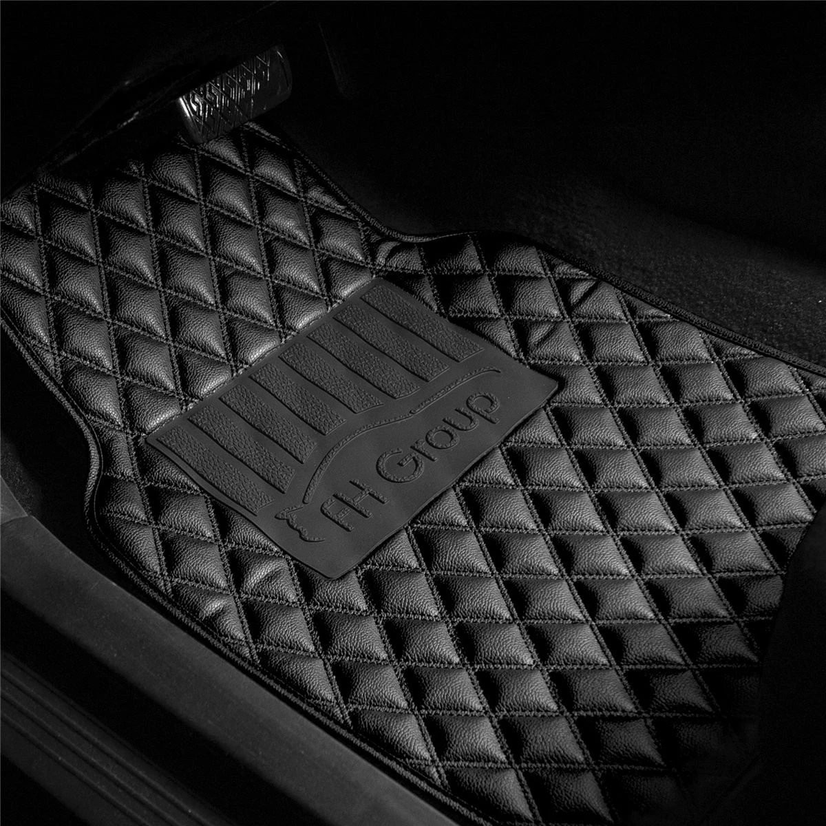 Luxury Universal Liners Heavy Duty Faux Leather Non-Slip Floor Mats Diamond Design - Full Set Black(Luxury Universal Liners Heavy Duty Faux Leather Non Slip Floor Mats Diamond Design Full Set Black) 3 Luxury Universal Liners Heavy Duty Faux Leather Non-Slip Floor Mats Diamond Design - Full Set Black(Luxury Universal Liners Heavy Duty Faux Leather Non Slip Floor Mats Diamond Design Full Set Black) - Image 3