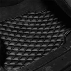 Luxury Universal Liners Heavy Duty Faux Leather Non-Slip Floor Mats Diamond Design - Full Set Black(Luxury Universal Liners Heavy Duty Faux Leather Non Slip Floor Mats Diamond Design Full Set Black) 18 Luxury Universal Liners Heavy Duty Faux Leather Non-Slip Floor Mats Diamond Design - Full Set Black(Luxury Universal Liners Heavy Duty Faux Leather Non Slip Floor Mats Diamond Design Full Set Black) -FH Group F12002 BlackPassenger 2