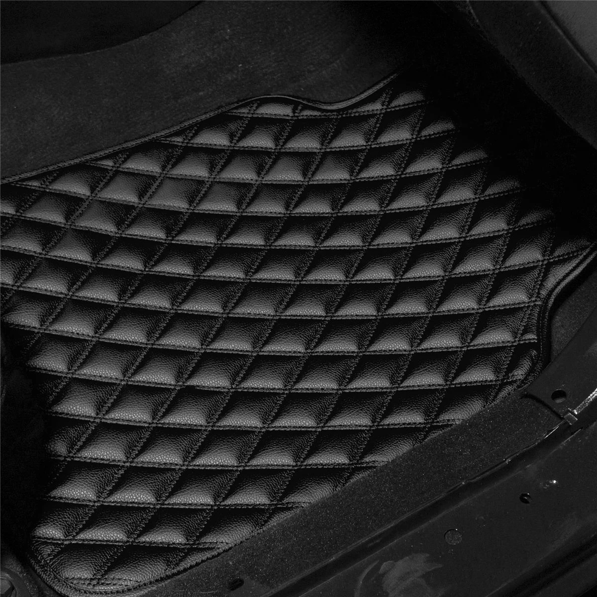 Luxury Universal Liners Heavy Duty Faux Leather Non-Slip Floor Mats Diamond Design - Full Set Black(Luxury Universal Liners Heavy Duty Faux Leather Non Slip Floor Mats Diamond Design Full Set Black) 9 Luxury Universal Liners Heavy Duty Faux Leather Non-Slip Floor Mats Diamond Design - Full Set Black(Luxury Universal Liners Heavy Duty Faux Leather Non Slip Floor Mats Diamond Design Full Set Black) - Image 9