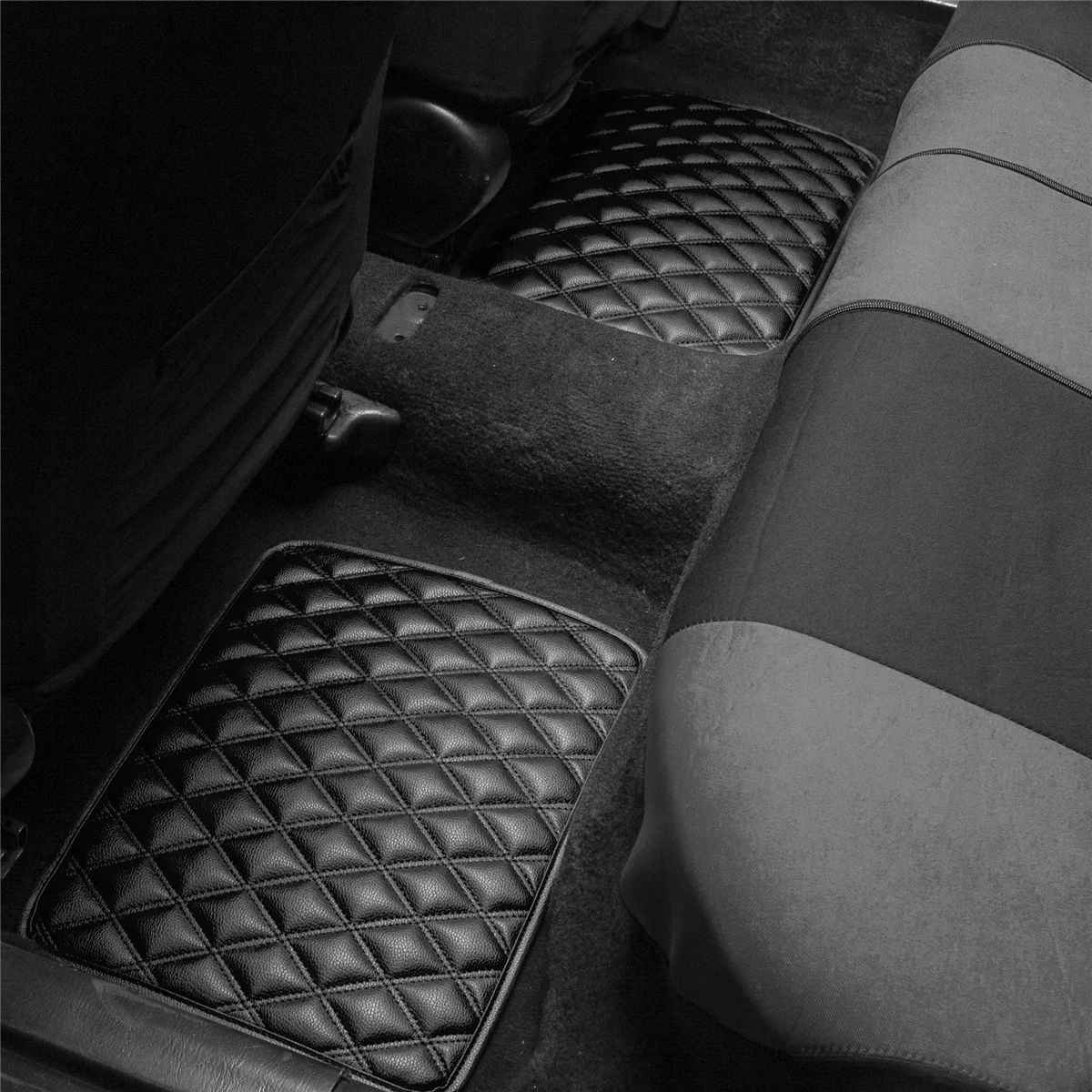 Luxury Universal Liners Heavy Duty Faux Leather Non-Slip Floor Mats Diamond Design - Full Set Black(Luxury Universal Liners Heavy Duty Faux Leather Non Slip Floor Mats Diamond Design Full Set Black) 7 Luxury Universal Liners Heavy Duty Faux Leather Non-Slip Floor Mats Diamond Design - Full Set Black(Luxury Universal Liners Heavy Duty Faux Leather Non Slip Floor Mats Diamond Design Full Set Black) - Image 7