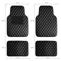 Luxury Universal Liners Heavy Duty Faux Leather Non-Slip Floor Mats Diamond Design - Full Set Black(Luxury Universal Liners Heavy Duty Faux Leather Non Slip Floor Mats Diamond Design Full Set Black) 17 Luxury Universal Liners Heavy Duty Faux Leather Non-Slip Floor Mats Diamond Design - Full Set Black(Luxury Universal Liners Heavy Duty Faux Leather Non Slip Floor Mats Diamond Design Full Set Black) -FH Group F12002 Black dimension