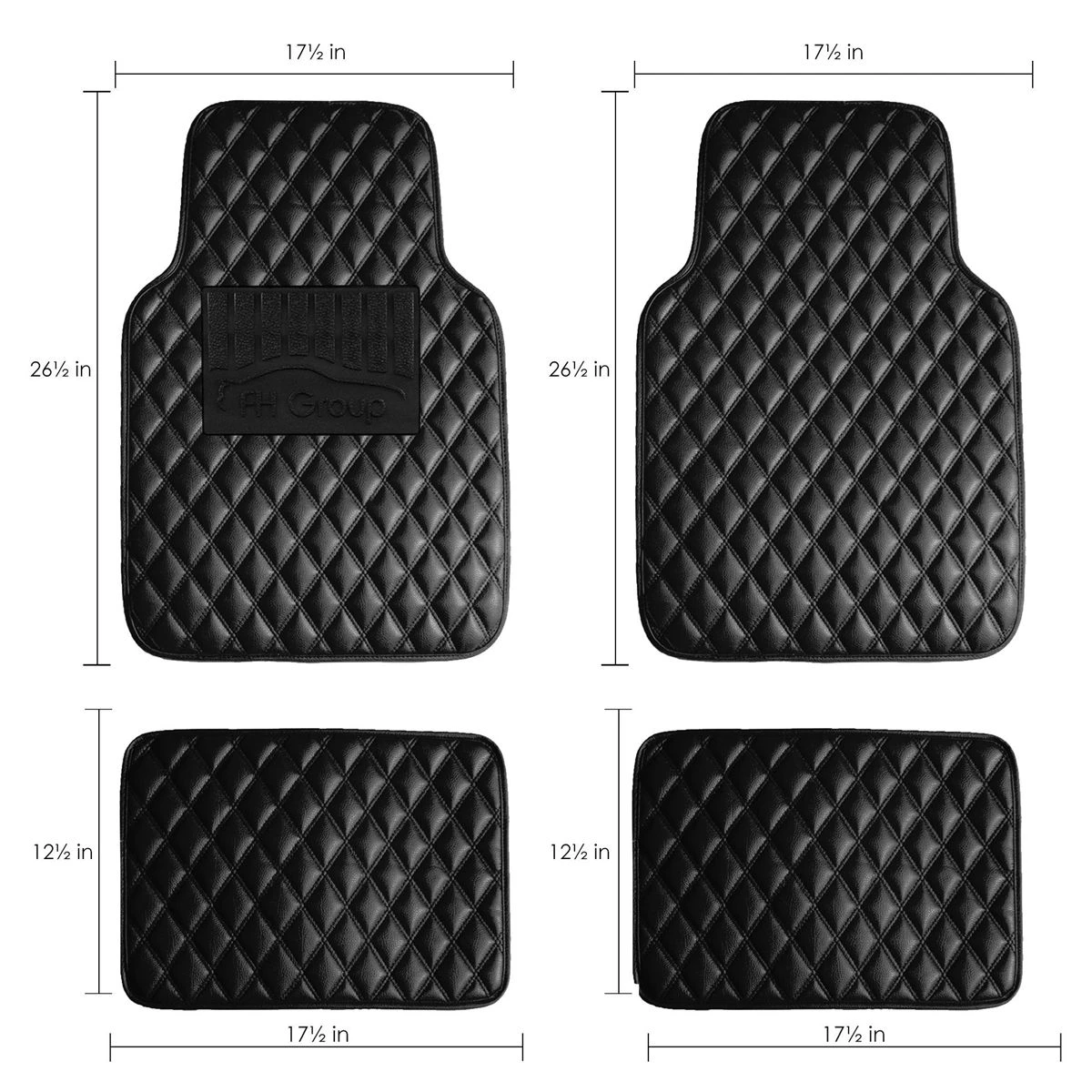 Luxury Universal Liners Heavy Duty Faux Leather Non-Slip Floor Mats Diamond Design - Full Set Black(Luxury Universal Liners Heavy Duty Faux Leather Non Slip Floor Mats Diamond Design Full Set Black) 8 Luxury Universal Liners Heavy Duty Faux Leather Non-Slip Floor Mats Diamond Design - Full Set Black(Luxury Universal Liners Heavy Duty Faux Leather Non Slip Floor Mats Diamond Design Full Set Black) - Image 8