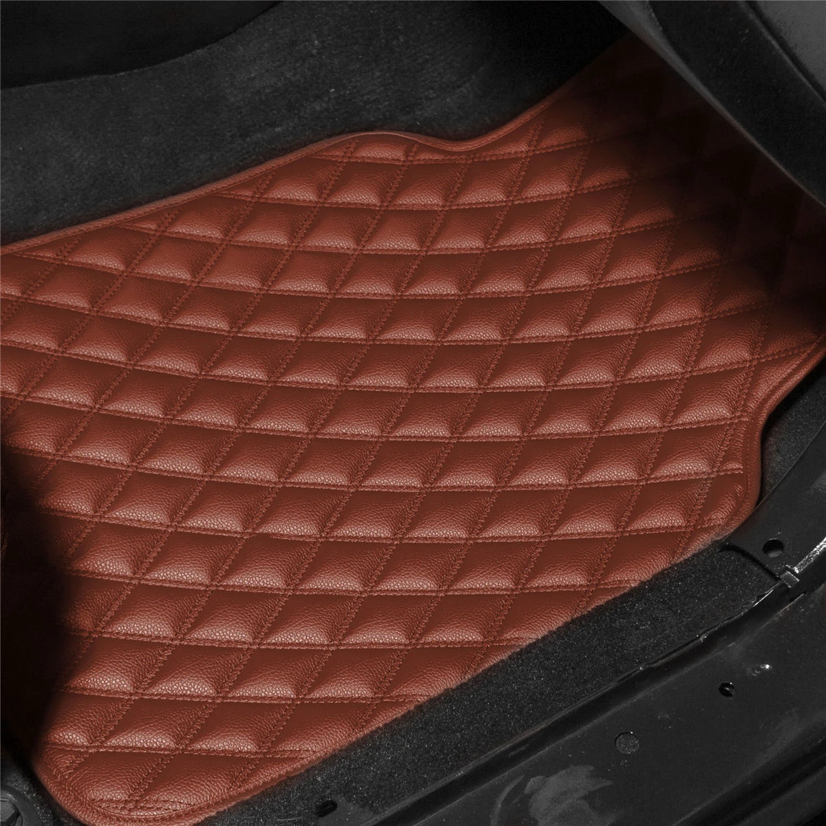 Luxury Universal Liners Heavy Duty Faux Leather Non-Slip Floor Mats Diamond Design - Full Set Brown(Luxury Universal Liners Heavy Duty Faux Leather Non Slip Floor Mats Diamond Design Full Set Brown) 2 Luxury Universal Liners Heavy Duty Faux Leather Non-Slip Floor Mats Diamond Design - Full Set Brown(Luxury Universal Liners Heavy Duty Faux Leather Non Slip Floor Mats Diamond Design Full Set Brown) - Image 2
