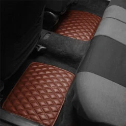 Luxury Universal Liners Heavy Duty Faux Leather Non-Slip Floor Mats Diamond Design - Full Set Brown(Luxury Universal Liners Heavy Duty Faux Leather Non Slip Floor Mats Diamond Design Full Set Brown) 10 Luxury Universal Liners Heavy Duty Faux Leather Non-Slip Floor Mats Diamond Design - Full Set Brown(Luxury Universal Liners Heavy Duty Faux Leather Non Slip Floor Mats Diamond Design Full Set Brown) -FH Group F12002 BrownRear 1