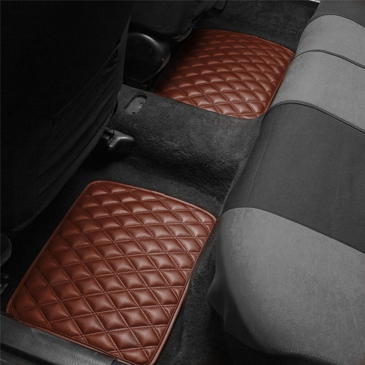 Luxury Universal Liners Heavy Duty Faux Leather Non-Slip Floor Mats Diamond Design - Full Set Brown(Luxury Universal Liners Heavy Duty Faux Leather Non Slip Floor Mats Diamond Design Full Set Brown) 5 Luxury Universal Liners Heavy Duty Faux Leather Non-Slip Floor Mats Diamond Design - Full Set Brown(Luxury Universal Liners Heavy Duty Faux Leather Non Slip Floor Mats Diamond Design Full Set Brown) - Image 5