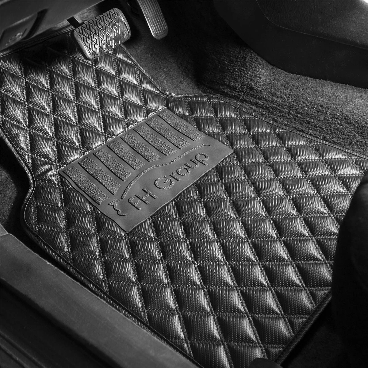 Luxury Universal Liners Heavy Duty Faux Leather Non-Slip Floor Mats Diamond Design - Full Set Carbon Black(Luxury Universal Liners Heavy Duty Faux Leather Non Slip Floor Mats Diamond Design Full Set Carbon Black) 3 Luxury Universal Liners Heavy Duty Faux Leather Non-Slip Floor Mats Diamond Design - Full Set Carbon Black(Luxury Universal Liners Heavy Duty Faux Leather Non Slip Floor Mats Diamond Design Full Set Carbon Black) - Image 3
