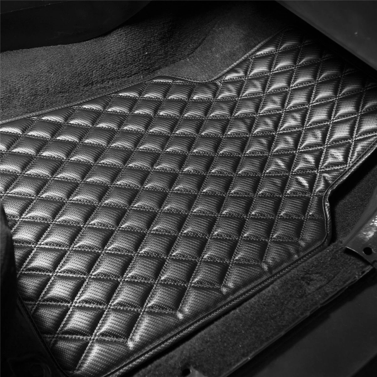 Luxury Universal Liners Heavy Duty Faux Leather Non-Slip Floor Mats Diamond Design - Full Set Carbon Black(Luxury Universal Liners Heavy Duty Faux Leather Non Slip Floor Mats Diamond Design Full Set Carbon Black) 2 Luxury Universal Liners Heavy Duty Faux Leather Non-Slip Floor Mats Diamond Design - Full Set Carbon Black(Luxury Universal Liners Heavy Duty Faux Leather Non Slip Floor Mats Diamond Design Full Set Carbon Black) - Image 2