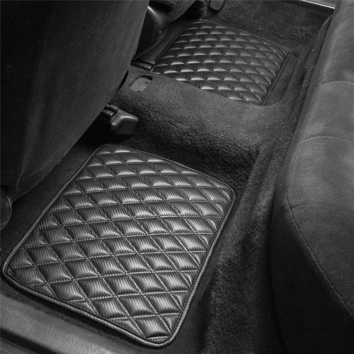 Luxury Universal Liners Heavy Duty Faux Leather Non-Slip Floor Mats Diamond Design - Full Set Carbon Black(Luxury Universal Liners Heavy Duty Faux Leather Non Slip Floor Mats Diamond Design Full Set Carbon Black) 4 Luxury Universal Liners Heavy Duty Faux Leather Non-Slip Floor Mats Diamond Design - Full Set Carbon Black(Luxury Universal Liners Heavy Duty Faux Leather Non Slip Floor Mats Diamond Design Full Set Carbon Black) - Image 4