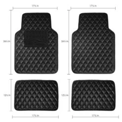 Luxury Universal Liners Heavy Duty Faux Leather Non-Slip Floor Mats Diamond Design - Full Set Carbon Black(Luxury Universal Liners Heavy Duty Faux Leather Non Slip Floor Mats Diamond Design Full Set Carbon Black) 14 Luxury Universal Liners Heavy Duty Faux Leather Non-Slip Floor Mats Diamond Design - Full Set Carbon Black(Luxury Universal Liners Heavy Duty Faux Leather Non Slip Floor Mats Diamond Design Full Set Carbon Black) -FH Group F12002 Carbon dimension