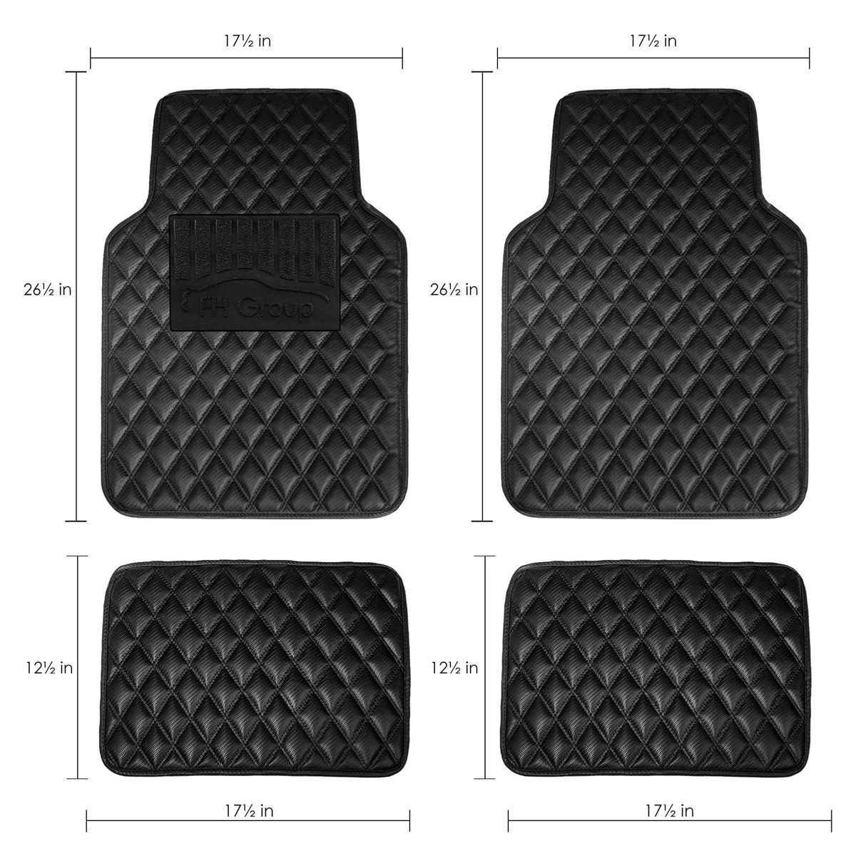 Luxury Universal Liners Heavy Duty Faux Leather Non-Slip Floor Mats Diamond Design - Full Set Carbon Black(Luxury Universal Liners Heavy Duty Faux Leather Non Slip Floor Mats Diamond Design Full Set Carbon Black) 7 Luxury Universal Liners Heavy Duty Faux Leather Non-Slip Floor Mats Diamond Design - Full Set Carbon Black(Luxury Universal Liners Heavy Duty Faux Leather Non Slip Floor Mats Diamond Design Full Set Carbon Black) - Image 7
