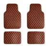 Luxury Universal Liners Heavy Duty Faux Leather Non-Slip Floor Mats Diamond Design - Full Set Brown(Luxury Universal Liners Heavy Duty Faux Leather Non Slip Floor Mats Diamond Design Full Set Brown)