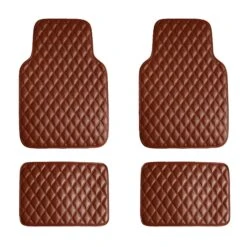 Luxury Universal Liners Heavy Duty Faux Leather Non-Slip Floor Mats Diamond Design - Full Set Brown(Luxury Universal Liners Heavy Duty Faux Leather Non Slip Floor Mats Diamond Design Full Set Brown)