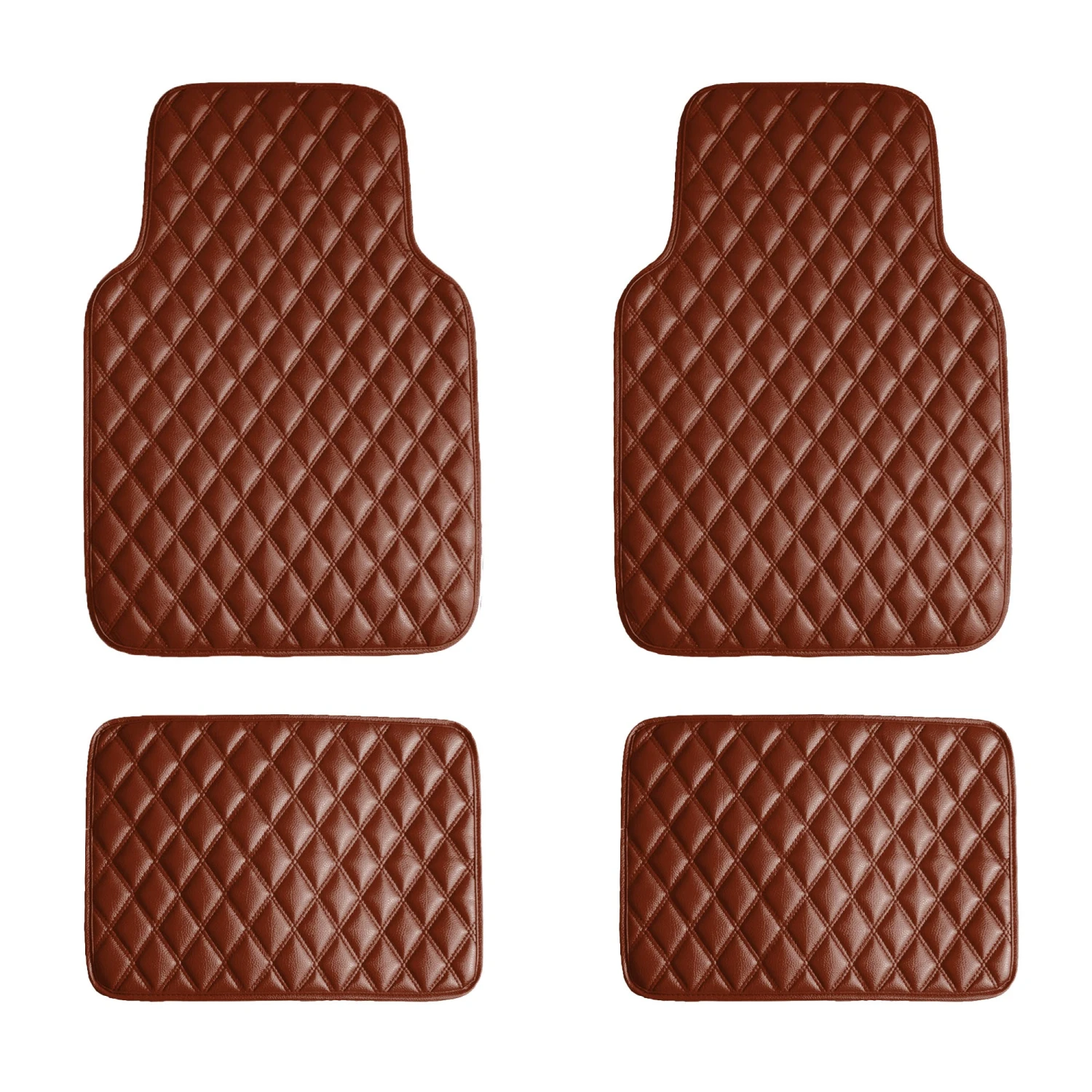 Luxury Universal Liners Heavy Duty Faux Leather Non-Slip Floor Mats Diamond Design - Full Set Brown(Luxury Universal Liners Heavy Duty Faux Leather Non Slip Floor Mats Diamond Design Full Set Brown) 1 Luxury Universal Liners Heavy Duty Faux Leather Non-Slip Floor Mats Diamond Design - Full Set Brown(Luxury Universal Liners Heavy Duty Faux Leather Non Slip Floor Mats Diamond Design Full Set Brown)