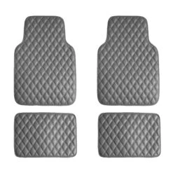 Luxury Universal Liners Heavy Duty Faux Leather Non-Slip Floor Mats Diamond Design - Full Set Gray(Luxury Universal Liners Heavy Duty Faux Leather Non Slip Floor Mats Diamond Design Full Set Gray)