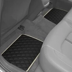 Deluxe Non-Slip Faux Leather Floor Mats - Full Set Beige(Deluxe Non Slip Faux Leather Floor Mats Full Set Beige) -FH Group F12003beige interior REAR set e1616619479948
