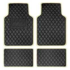 Deluxe Non-Slip Faux Leather Floor Mats - Full Set Beige(Deluxe Non Slip Faux Leather Floor Mats Full Set Beige)