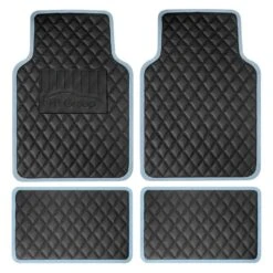 Deluxe Non-Slip Faux Leather Floor Mats - Full Set Blue(Deluxe Non Slip Faux Leather Floor Mats Full Set Blue)