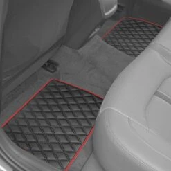 Deluxe Non-Slip Faux Leather Floor Mats - Full Set Burgundy(Deluxe Non Slip Faux Leather Floor Mats Full Set Burgundy) 10 Deluxe Non-Slip Faux Leather Floor Mats - Full Set Burgundy(Deluxe Non Slip Faux Leather Floor Mats Full Set Burgundy) -FH Group F12003burgundy interior REAR v2 e1616685515127