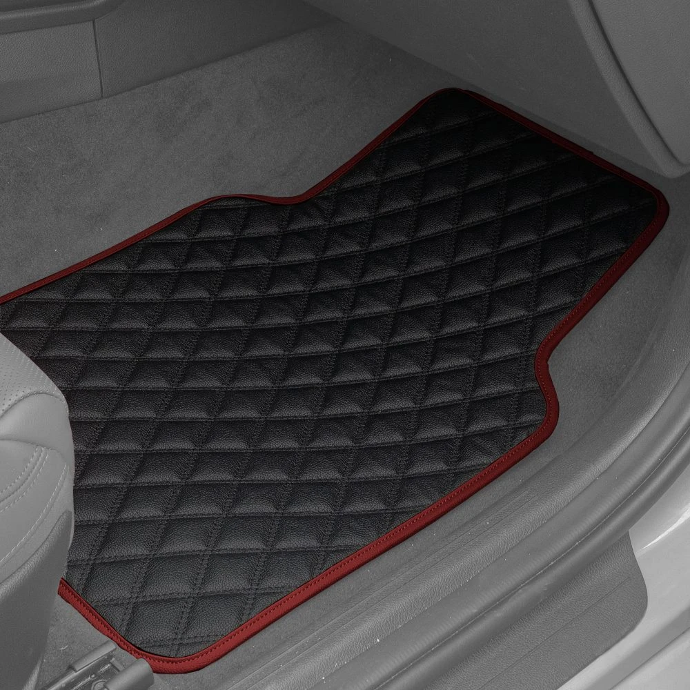 Deluxe Non-Slip Faux Leather Floor Mats - Full Set Burgundy(Deluxe Non Slip Faux Leather Floor Mats Full Set Burgundy) 3 Deluxe Non-Slip Faux Leather Floor Mats - Full Set Burgundy(Deluxe Non Slip Faux Leather Floor Mats Full Set Burgundy) - Image 3