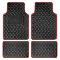 Deluxe Non-Slip Faux Leather Floor Mats - Full Set Burgundy(Deluxe Non Slip Faux Leather Floor Mats Full Set Burgundy)