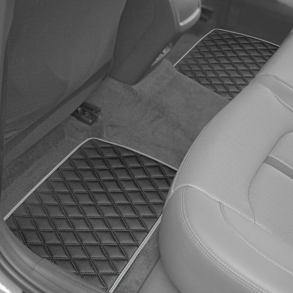 Deluxe Non-Slip Faux Leather Floor Mats - Full Set Gray(Deluxe Non Slip Faux Leather Floor Mats Full Set Gray) 2 Deluxe Non-Slip Faux Leather Floor Mats - Full Set Gray(Deluxe Non Slip Faux Leather Floor Mats Full Set Gray) - Image 2