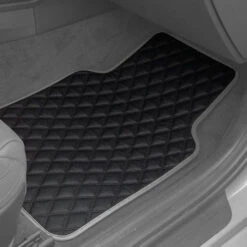 Deluxe Non-Slip Faux Leather Floor Mats - Full Set Gray(Deluxe Non Slip Faux Leather Floor Mats Full Set Gray) 8 Deluxe Non-Slip Faux Leather Floor Mats - Full Set Gray(Deluxe Non Slip Faux Leather Floor Mats Full Set Gray) -FH Group F12003gray interior passenger v2 e1616686206950