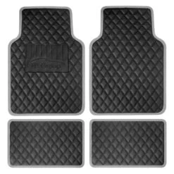 Deluxe Non-Slip Faux Leather Floor Mats - Full Set Gray(Deluxe Non Slip Faux Leather Floor Mats Full Set Gray)