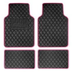 Deluxe Non-Slip Faux Leather Floor Mats - Full Set Pink(Deluxe Non Slip Faux Leather Floor Mats Full Set Pink)
