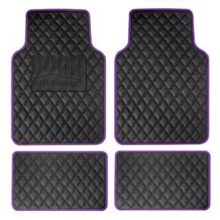 Deluxe Non-Slip Faux Leather Floor Mats - Full Set Purple(Deluxe Non Slip Faux Leather Floor Mats Full Set Purple)