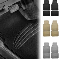 Premium Carpet Floor Mats With Heel Pad Floor Liners - Full Set Black(Premium Carpet Floor Mats With Heel Pad Floor Liners Full Set Black) -FH Group F14401BLACK combination