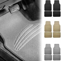 Premium Carpet Floor Mats With Heel Pad Floor Liners - Full Set Gray(Premium Carpet Floor Mats With Heel Pad Floor Liners Full Set Gray) -FH Group F14401GRAY combination