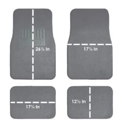 Premium Non-Slip Carpet Floor Mats With Heel Pad - Full Set Gray(Premium Non Slip Carpet Floor Mats With Heel Pad Full Set Gray) -FH Group F14402 gray dimensions