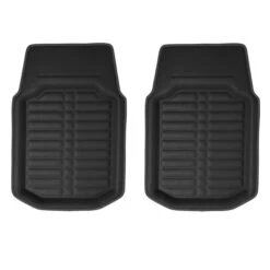 Deep Tray Non-Slip PU Leather Floor Mats - Front Set Black(Deep Tray Non Slip Pu Leather Floor Mats Front Set Black)