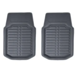 Deep Tray Non-Slip PU Leather Floor Mats - Front Set Gray(Deep Tray Non Slip Pu Leather Floor Mats Front Set Gray)