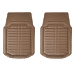 Deep Tray Non-Slip PU Leather Floor Mats - Front Set Beige(Deep Tray Non Slip Pu Leather Floor Mats Front Set Beige)