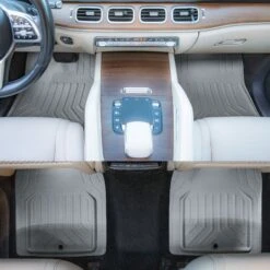 Faux Leather Deep Tray Floor Mats Full Set - Gray(Faux Leather Deep Tray Floor Mats Full Set Gray) -FH Group F14419 GRAY 5