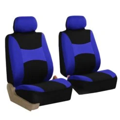Light & Breezy Flat Cloth Seat Covers - Front Set Blue / Black(Light Amp Breezy Flat Cloth Seat Covers Front Set Blue Black)