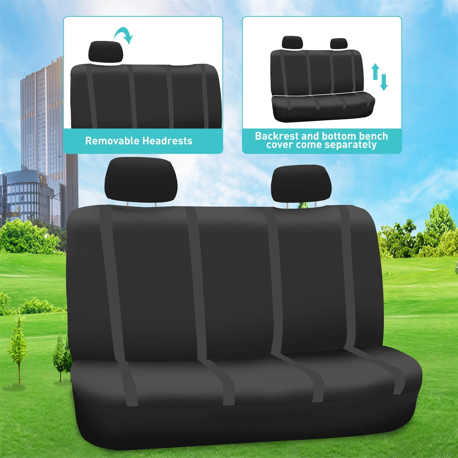 Unique Flat Cloth Seat Covers - Full Set Black(Unique Flat Cloth Seat Covers Full Set Black) 6 Unique Flat Cloth Seat Covers - Full Set Black(Unique Flat Cloth Seat Covers Full Set Black) - Image 6