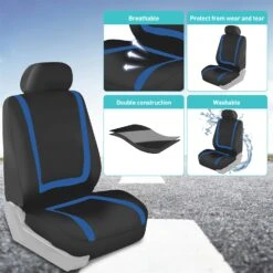 Unique Flat Cloth Seat Covers - Full Set Blue(Unique Flat Cloth Seat Covers Full Set Blue) -FH Group FB032114BLUE 6