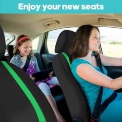 Unique Flat Cloth Seat Covers - Full Set Green(Unique Flat Cloth Seat Covers Full Set Green) -FH Group FB032114GREEN 2