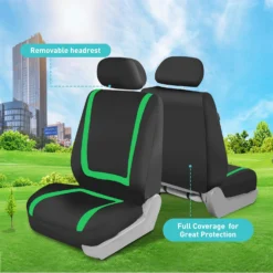 Unique Flat Cloth Seat Covers - Full Set Green(Unique Flat Cloth Seat Covers Full Set Green) -FH Group FB032114GREEN 4