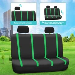 Unique Flat Cloth Seat Covers - Full Set Green(Unique Flat Cloth Seat Covers Full Set Green) -FH Group FB032114GREEN 5