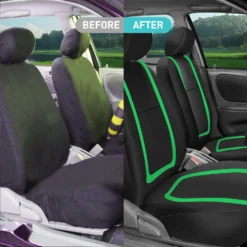 Unique Flat Cloth Seat Covers - Full Set Green(Unique Flat Cloth Seat Covers Full Set Green) -FH Group FB032114GREEN 7