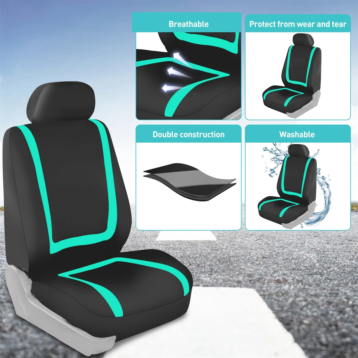 Unique Flat Cloth Seat Covers - Full Set Mint(Unique Flat Cloth Seat Covers Full Set Mint) 5 Unique Flat Cloth Seat Covers - Full Set Mint(Unique Flat Cloth Seat Covers Full Set Mint) - Image 5