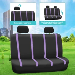 Unique Flat Cloth Seat Covers - Full Set Purple(Unique Flat Cloth Seat Covers Full Set Purple) -FH Group FB032114PURPLE 5